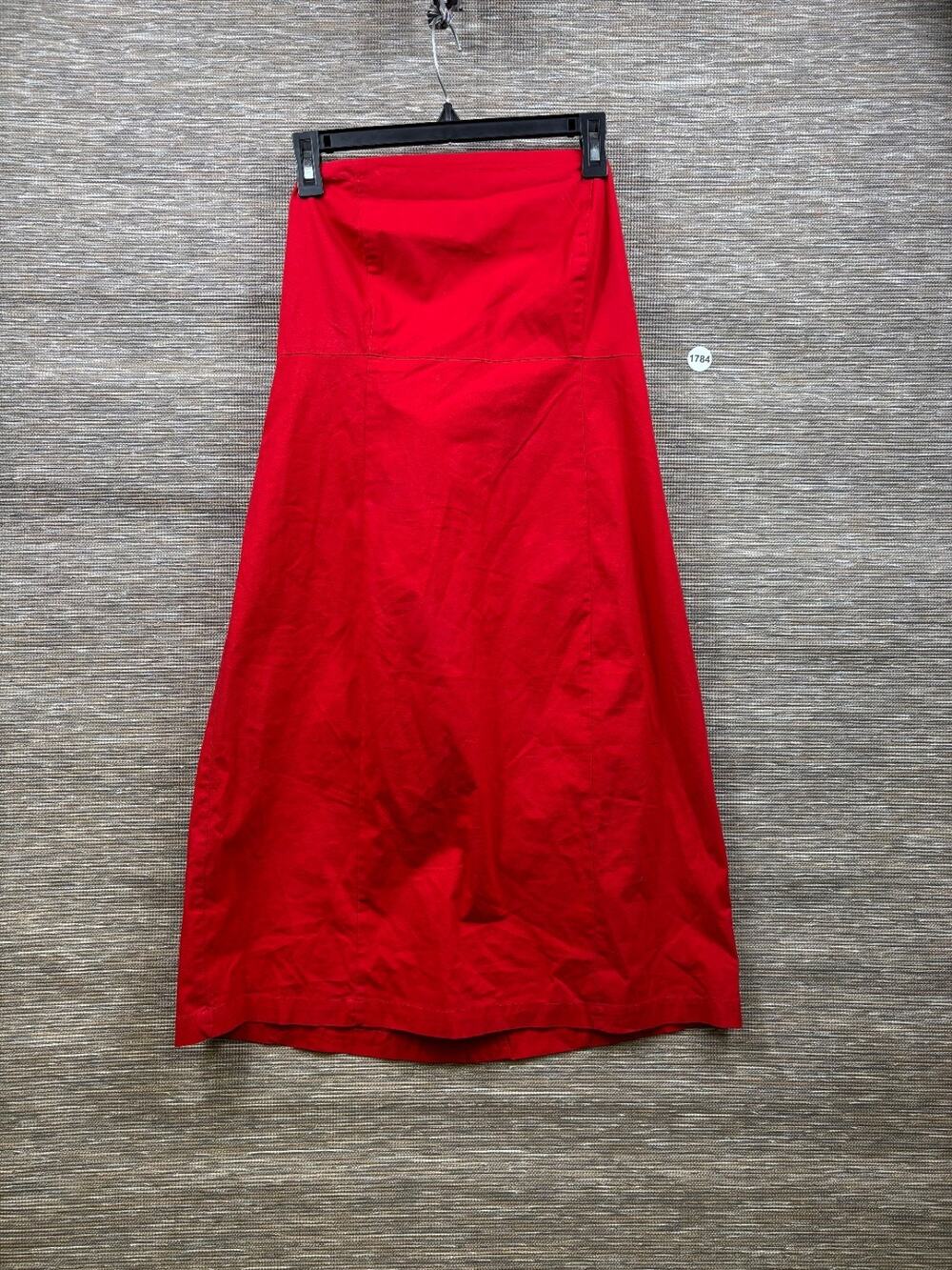 Gap Factory Store A-Line Midi Skirt Womens Size 12 Red Back Zip Academia Stretch